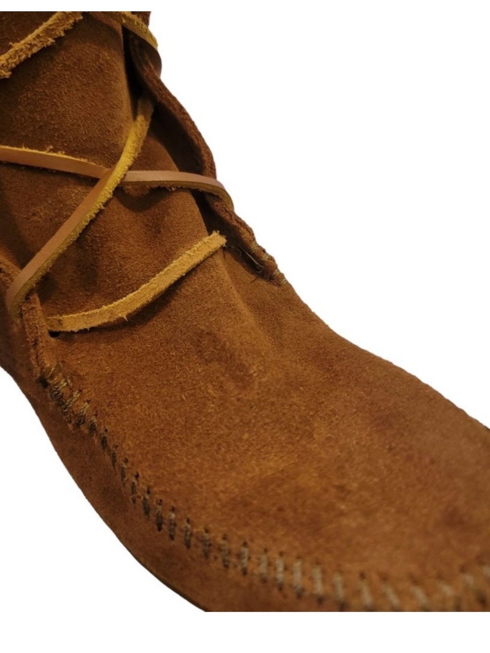Minnetonka Chestnut Brown Suede Lace-Up Over-the-Knee Fringe Boots - Picture 9 of 10